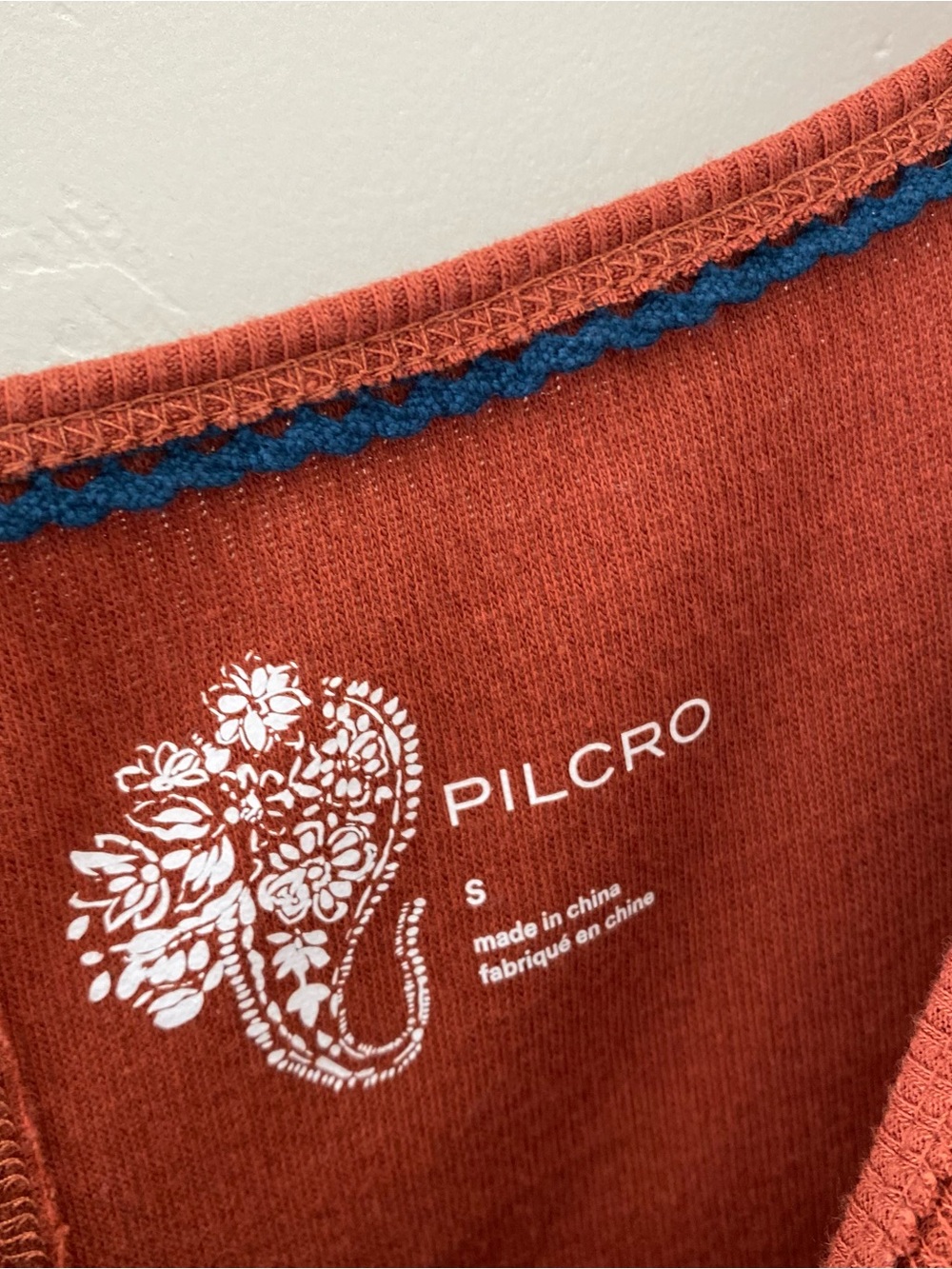 Pilcro Anthropologie Crochet Cuff Top Waffle Knit Cedar Long Sleeve Small - Picture 4 of 10